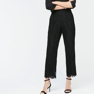 J. Crew Black Lace Peyton Pants Cropped Elastic Waist Pull On Womens 0